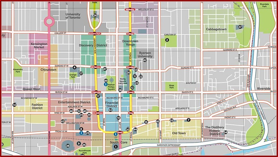 Map Of Downtown Toronto Showing Hotels