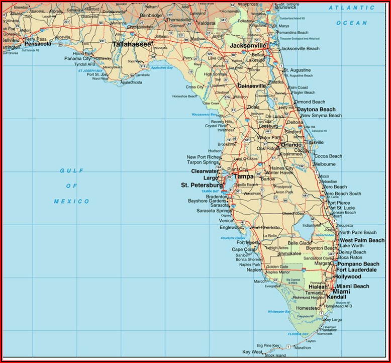 Map Of Florida Gulf Coast Beach Cities