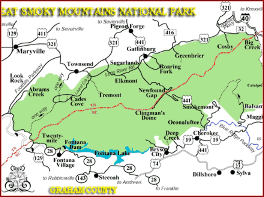 Map Of Great Smoky Mountains National Park Tn