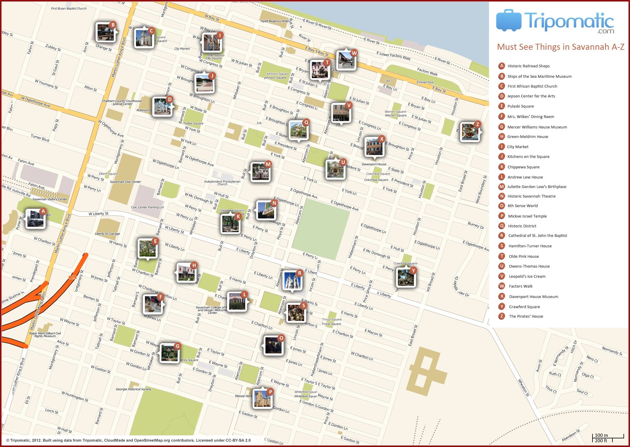 Map Of Hotels In Historic Savannah Ga