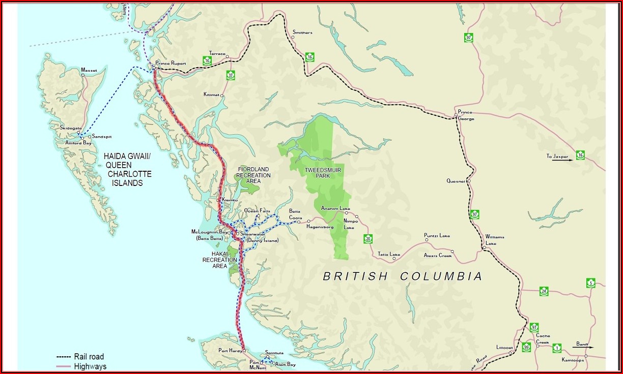 Map Of Inside Passage Port Hardy To Prince Rupert