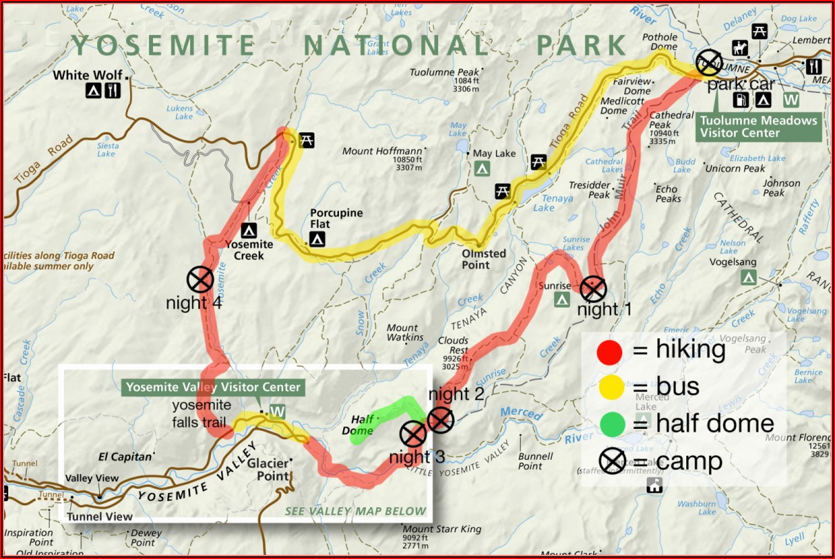 Map Of John Muir Trail In Yosemite