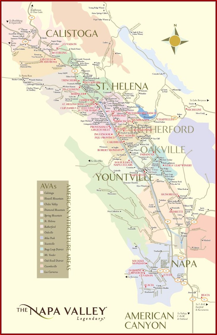 Map Of Napa California Wineries
