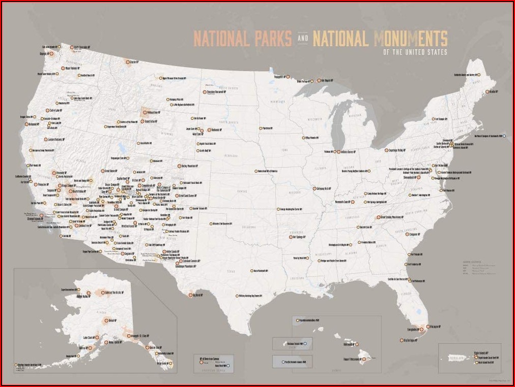 Map Of National Parks And Monuments In The United States