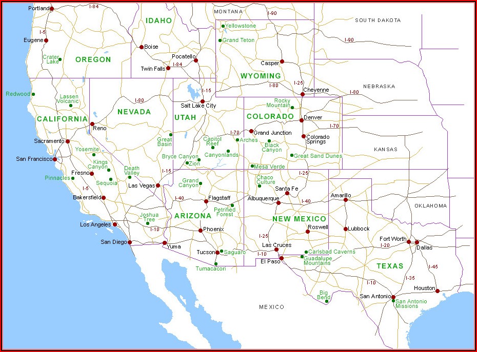 Map Of National Parks And Monuments