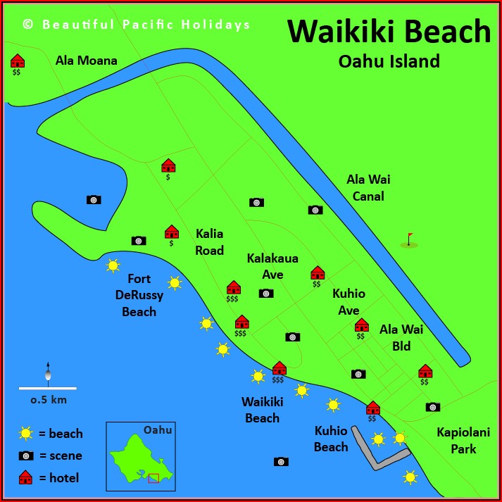 Map Of Oahu Hotels Hawaii