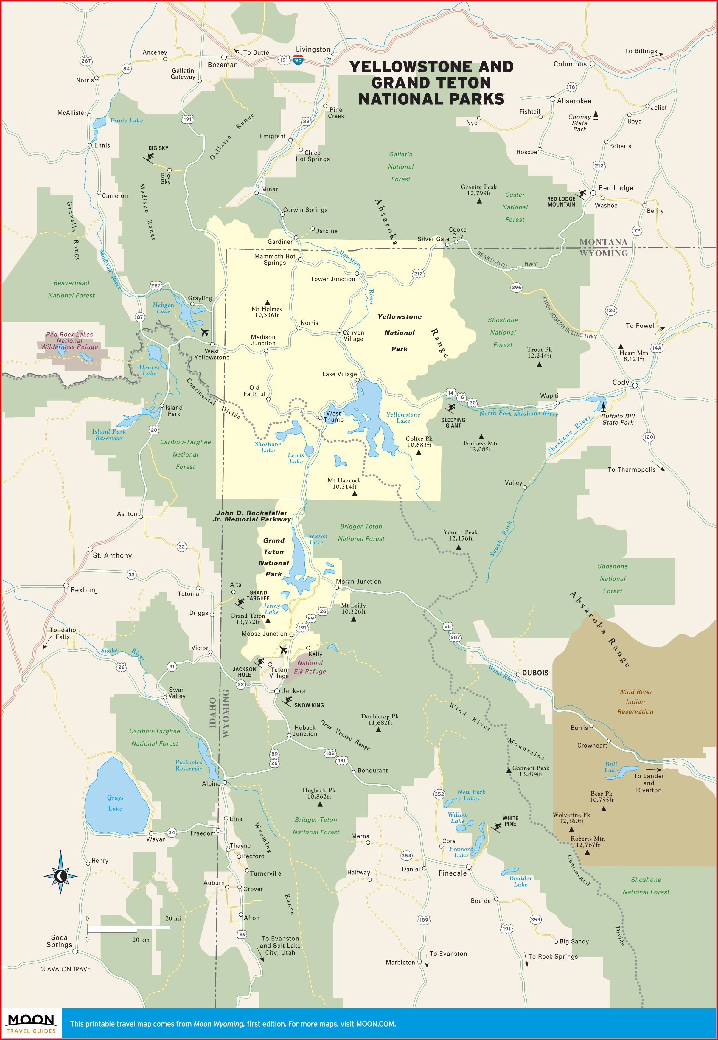 Map Of The Grand Tetons And Yellowstone