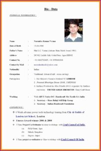 Marriage Resume Format For Boy Pdf