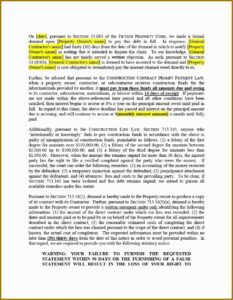 Mechanics Lien Texas Form