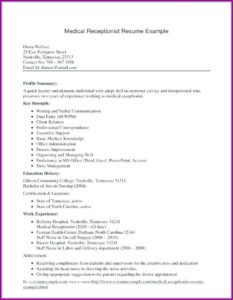 Medical Receptionist Resume Template Free