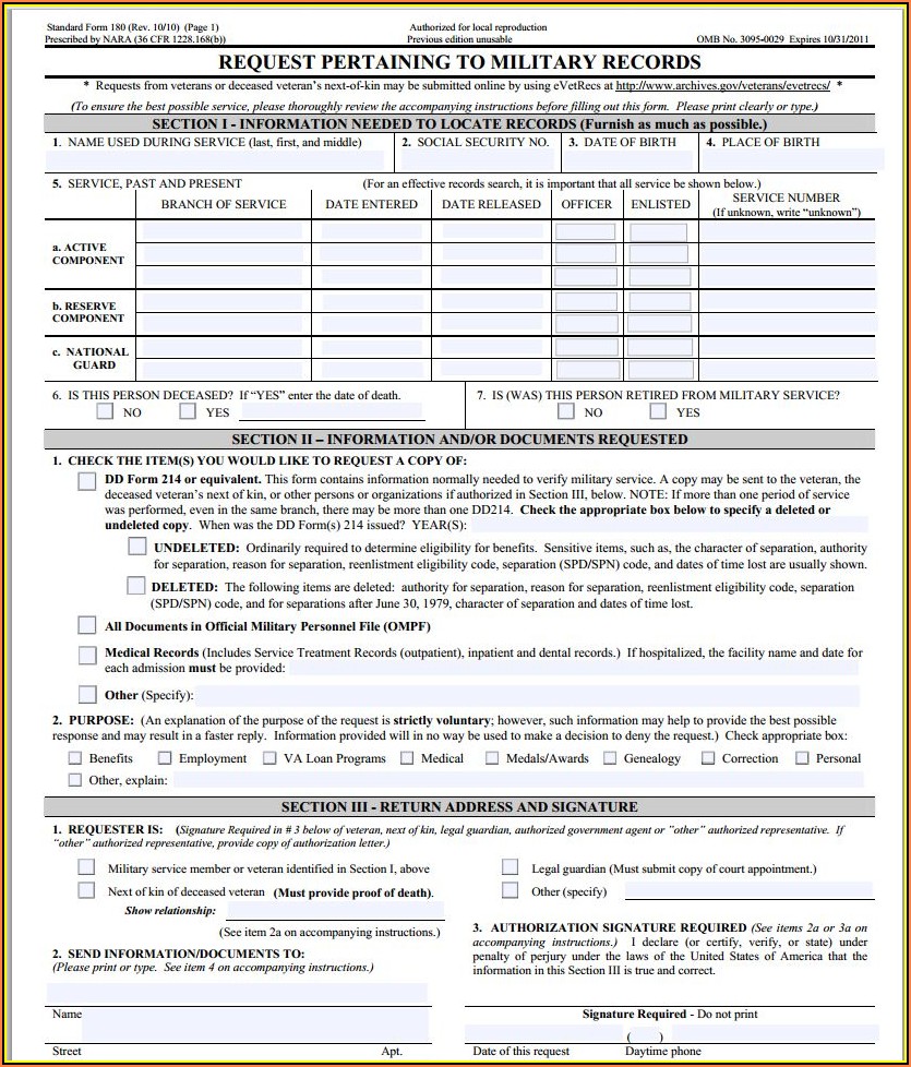 Military Records Form Dd 214