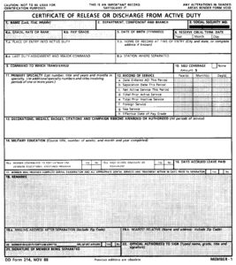 Military Separation Form Dd 214