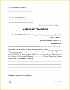 Missouri Quit Claim Deed Form Pdf