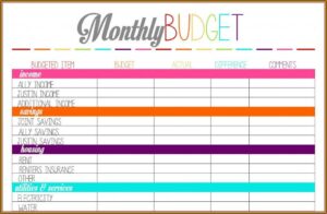 Monthly Budget Forms Free Printable