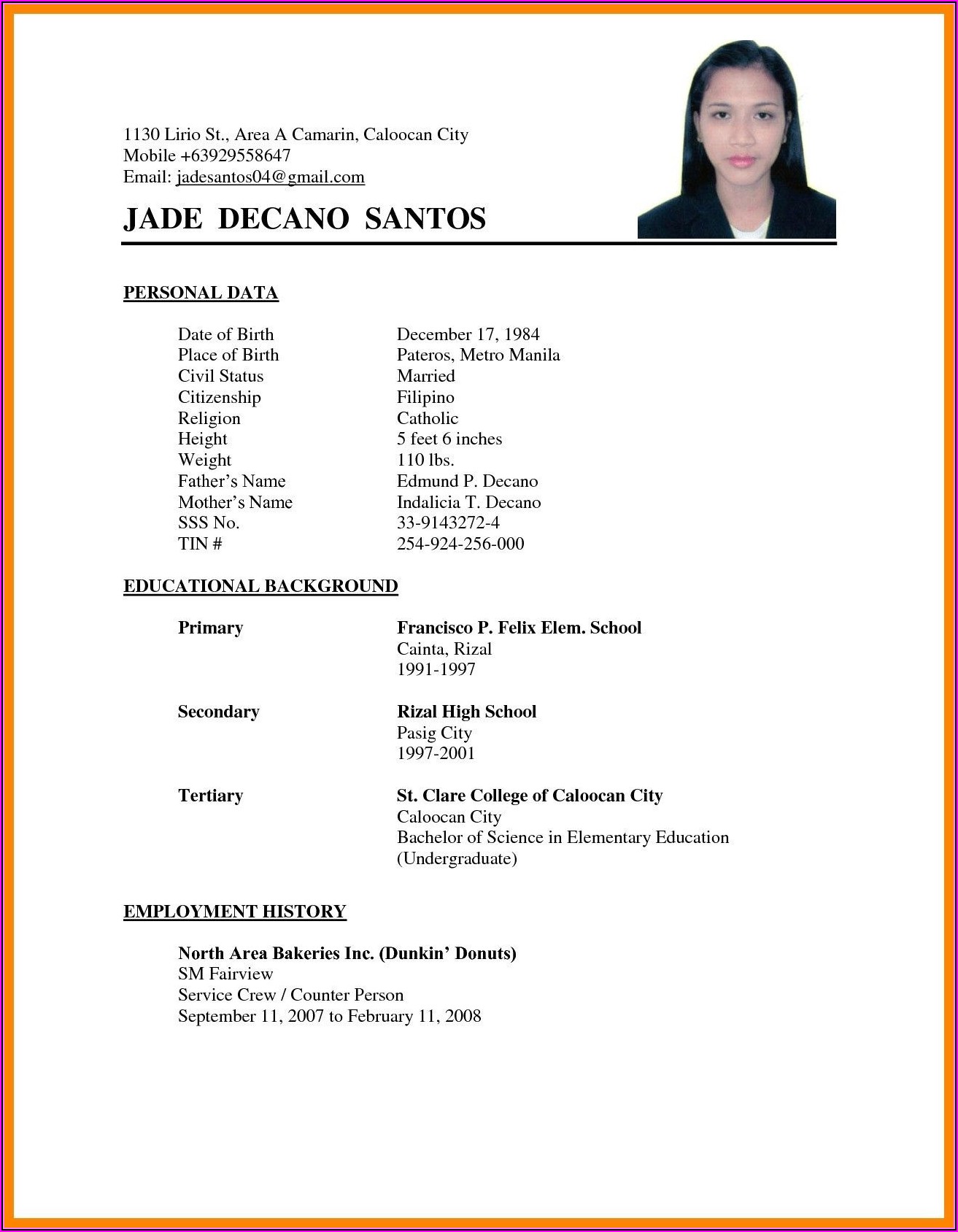 Muslim Marriage Resume Format For Boy