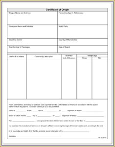Nafta Certificate Of Origin Blank Form
