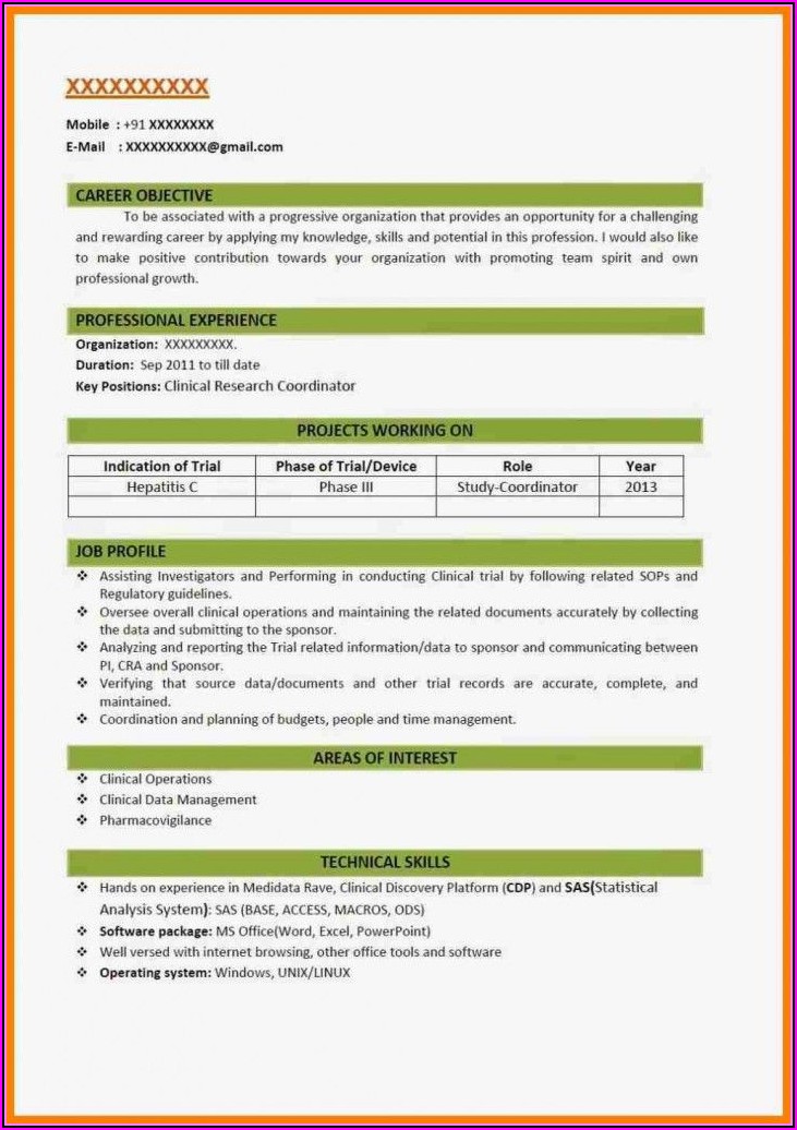 New Resume Format For Freshers 2018