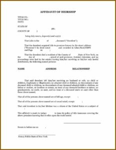 Ny Affidavit Of Heirship Form