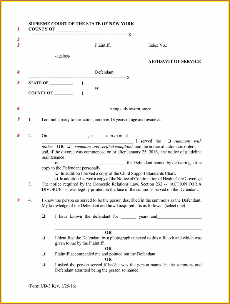 Ny Affidavit Of Service Form