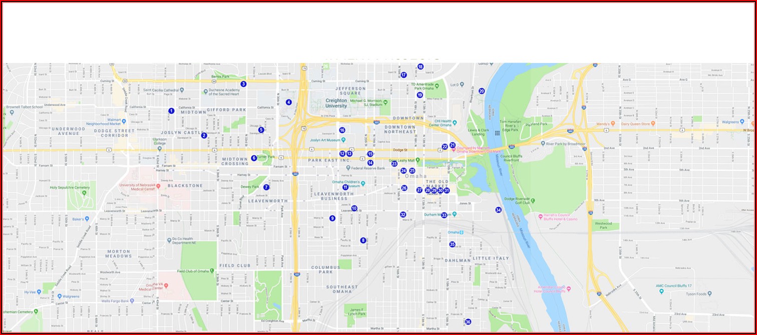 Omaha Downtown Hotels Map