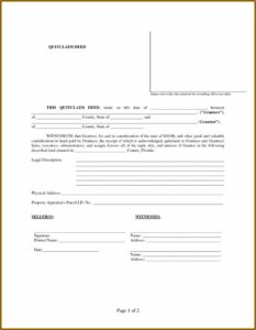 Orange County Florida Quit Claim Deed Form
