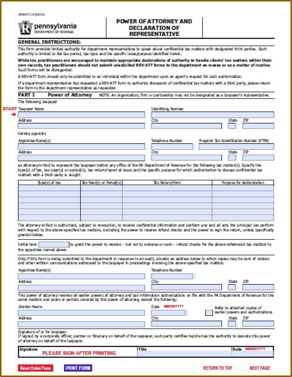Pa Durable Power Of Attorney Form 2015