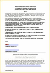 Pa Durable Power Of Attorney Template