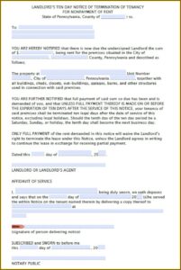 Pennsylvania Eviction Notice Form Free