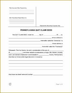 Pennsylvania Quit Claim Deed Form