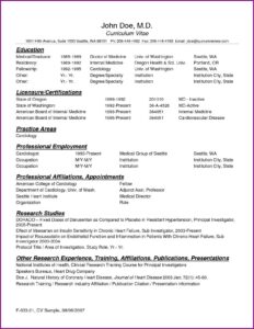 Physician Resume Template Word