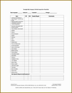 Post Trip Vehicle Inspection Form