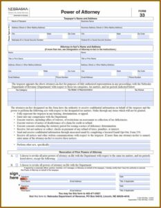 Power Of Attorney Form 33 Nebraska