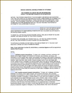 Power Of Attorney Form Indiana Durable