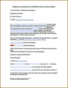 Power Of Attorney Form Ne