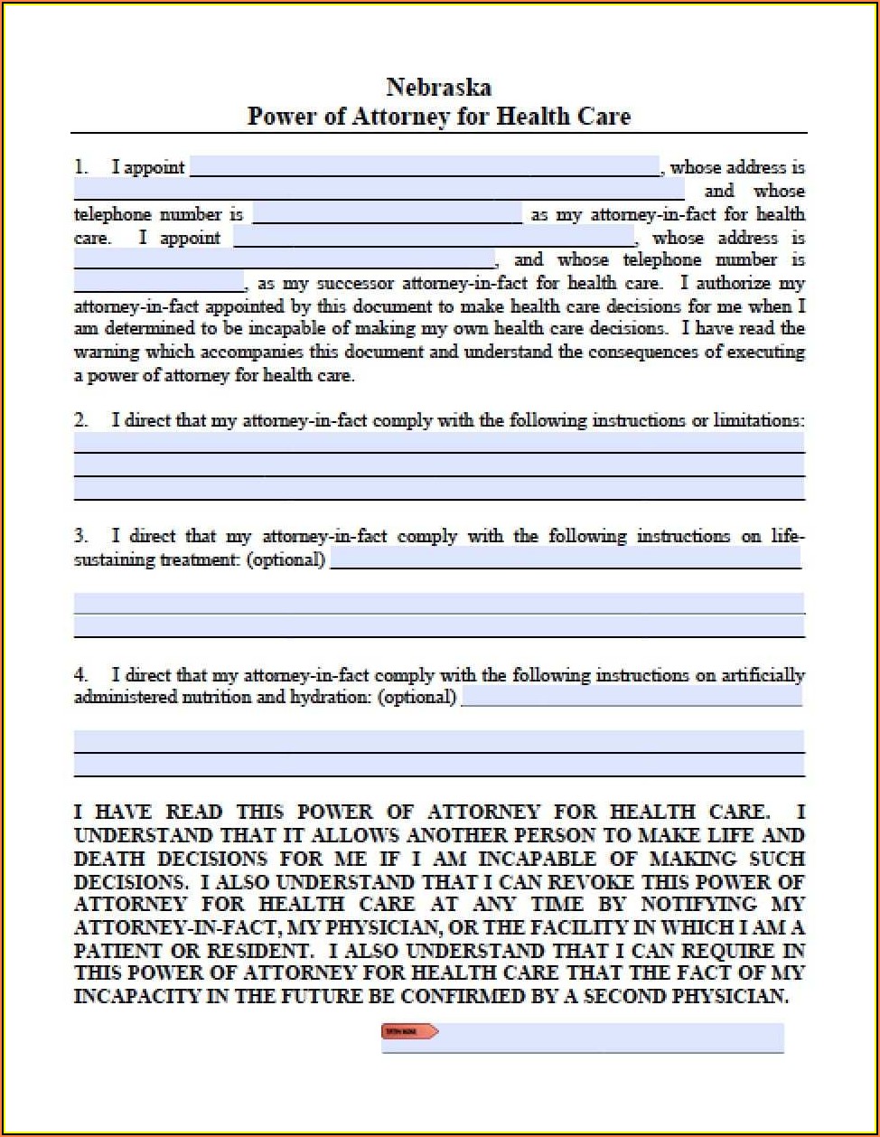 Power Of Attorney Form Nebraska Printable
