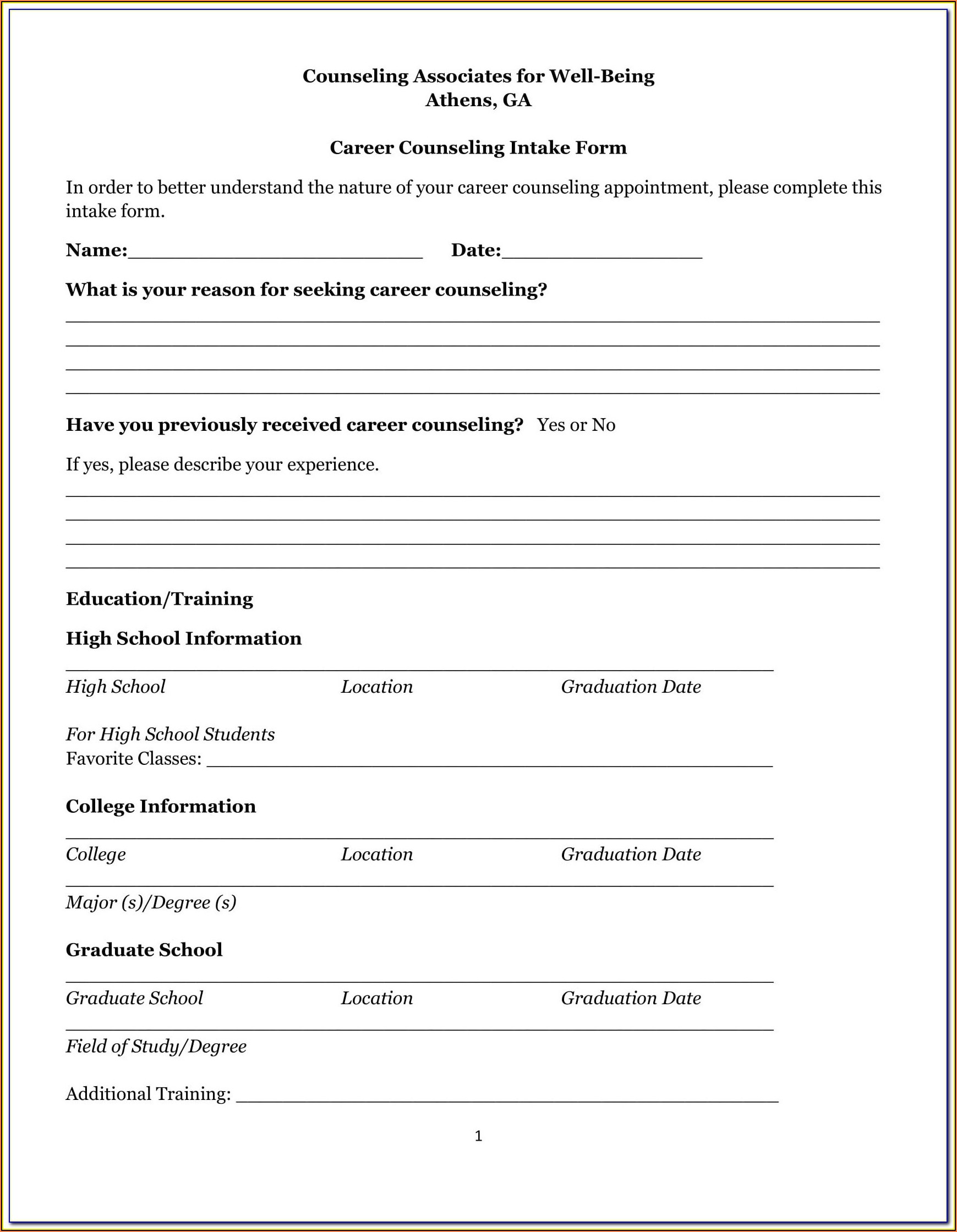 Pre Marriage Counseling Forms