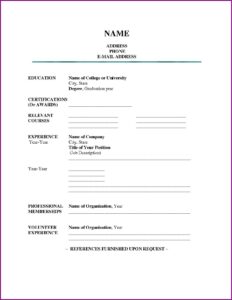 Printable Blank Resume Paper