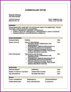 Professional Resumes Format Free Download
