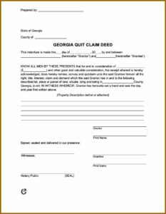 Quit Claim Deed Form Georgia Pdf
