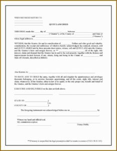 Quit Claim Deed Form Indiana
