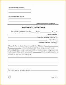 Quit Claim Deed Form Nevada Pdf