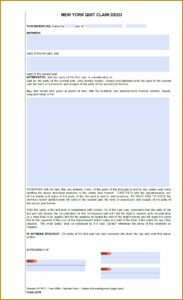 Quit Claim Deed Form New York Pdf