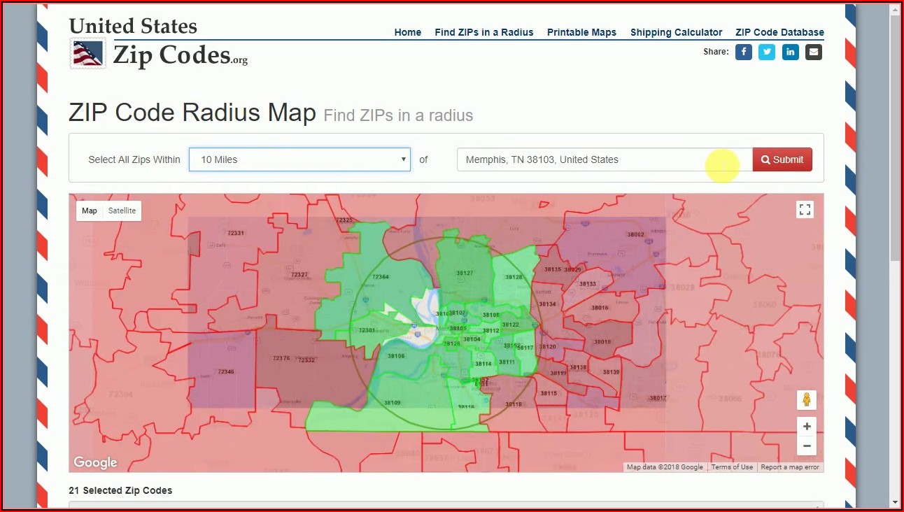 Radius Map Around Zip Code