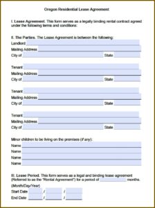 Rental Agreement Forms Portland Oregon