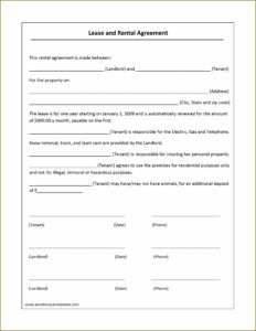Rental Application Form Word Doc