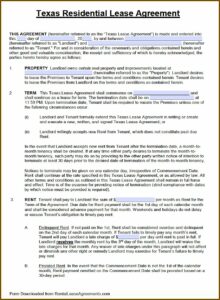 Residential Lease Renewal Form Texas