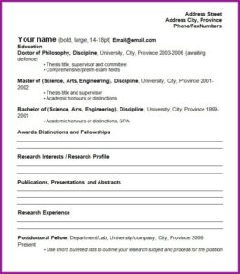 Resume Fill In The Blank Form