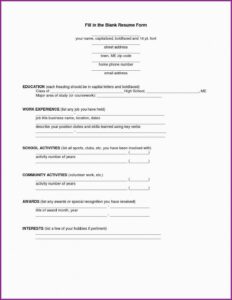 Resume Fill In The Blank Free
