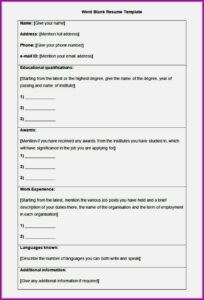 Resume Fill In The Blank Pdf Free