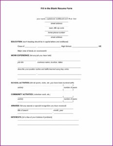 Resume Fill In The Blanks